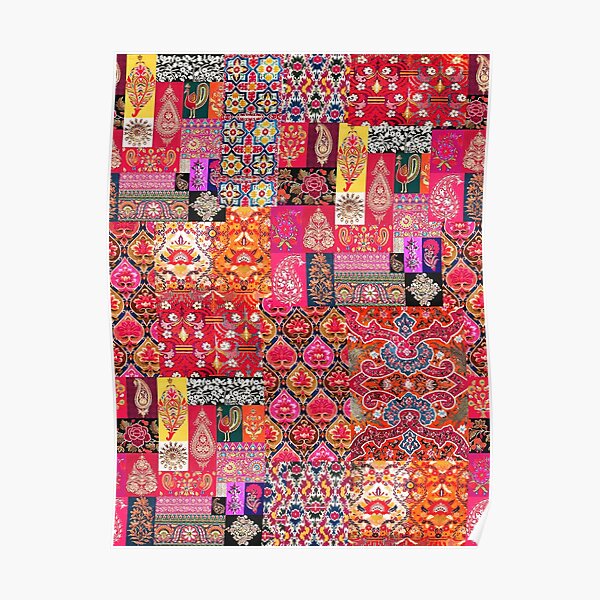 Heritage Oriental Traditional Berber Moroccan Handmade Fabric Style Poster