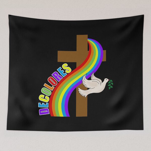 Item preview, DeColores Cursillo Arco iris con cruz y paloma de la paz (negro) designed and sold by Gsallicat.