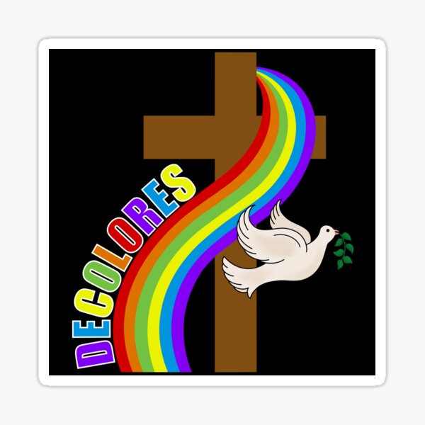 Item preview, DeColores Cursillo Rainbow With Cross and Peace Dove (Black) designed and sold by Gsallicat.