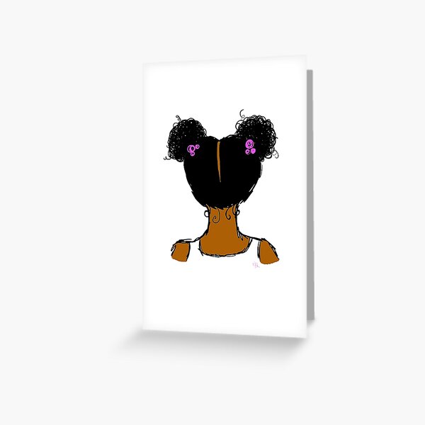Girl with Afro Puffs - Gold Souls Original Sketch Greeting Card