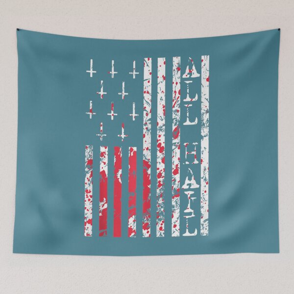 Item preview, Upside Down Cross Occult American Flag All Hail Satanic designed and sold by ChipHoi.
