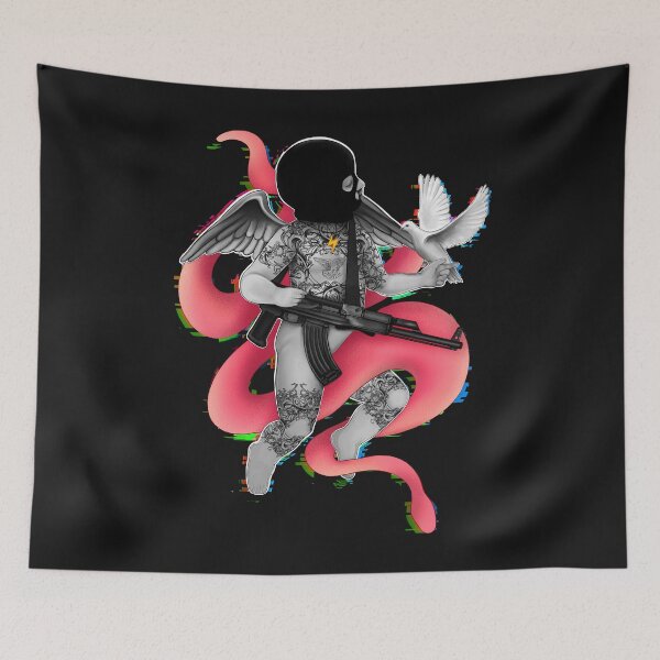 Item preview, Tattooed riot angel with dove(on white) designed and sold by Meakm-art.