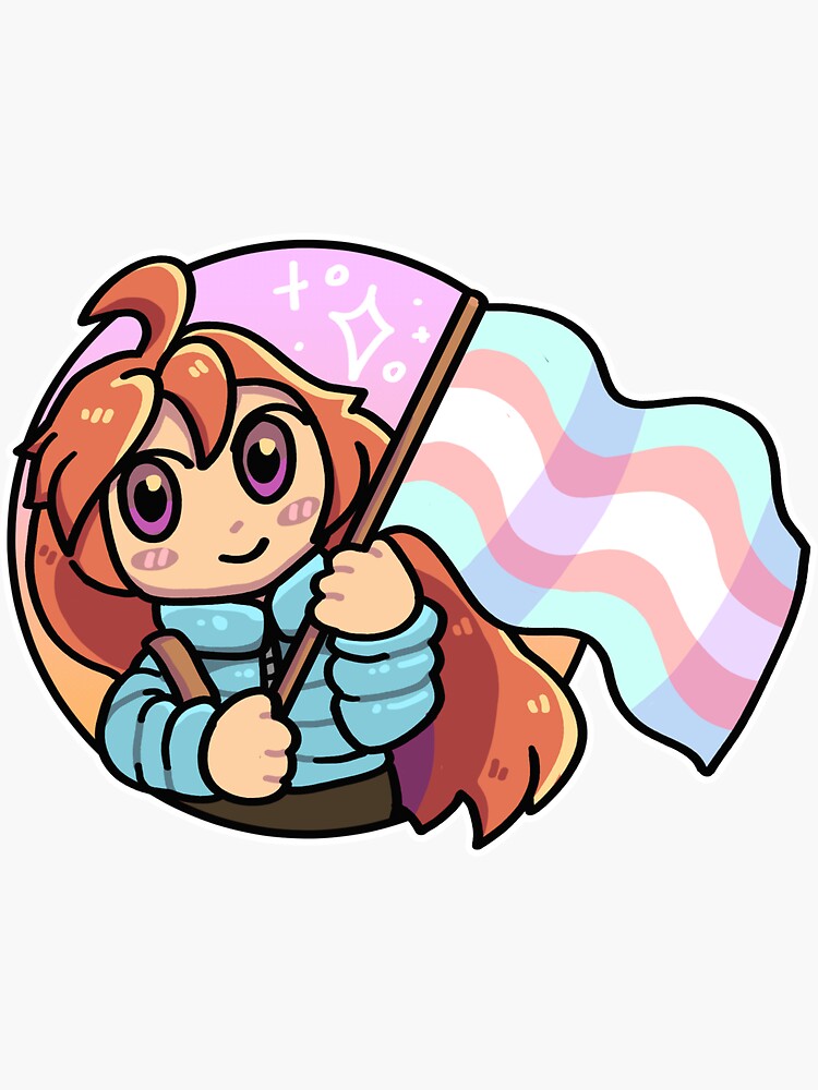 Thumbnail 3 of 3, Sticker, Madeline trans pride 2.0 designed and sold by moobloom.