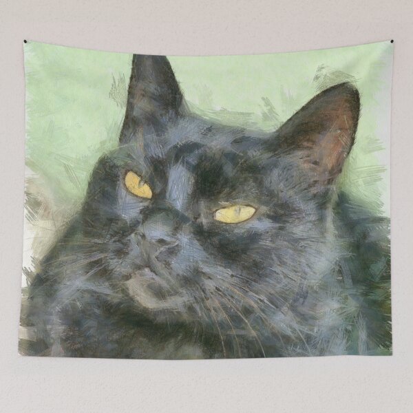 Item preview, Grumpy Black Cat Pencil Art designed and sold by taiche.