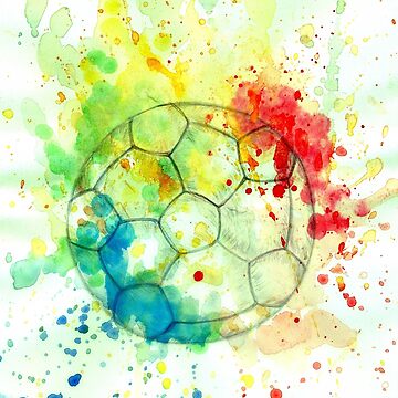 Soccer Ball with Brush Strokes Water Bottle by AnnArtshock