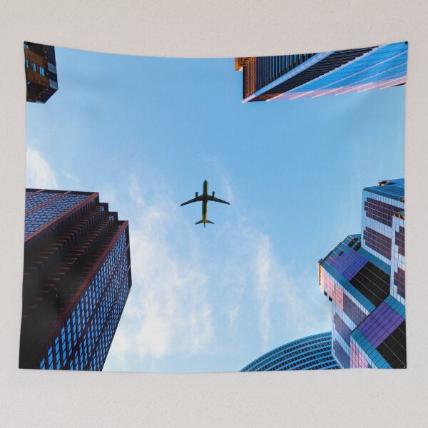 Item preview, AVIATION #6 - Jet Airliner Flying Over City Buildings designed and sold by DEL-Productions.