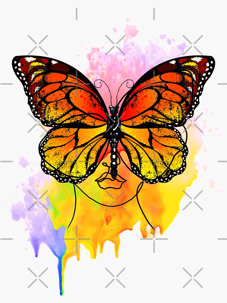 "Abstract Art, Butterfly Face " Sticker for Sale by Ora24 Redbubble