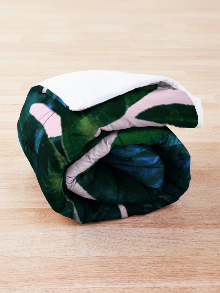 Alternate view of Perceptive Dream | Tropical Nature Botanical Plants Painting | Palm Monstera Banana Leaves Jungle Comforter