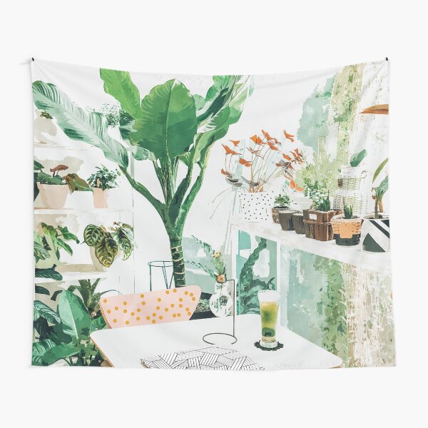 Junglow, Urban Jungle Botanical Home decor, Tropical Plants Interior Design Plant Lady Painting Tapestry