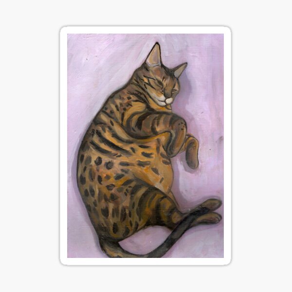 Bengal cat sleeping oil painting  Sticker