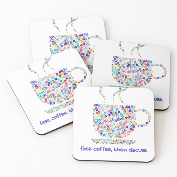 Item preview, First Coffee Then Discuss Geometric Coffee Cup With Crystal Rainbow Colors designed and sold by Siela.