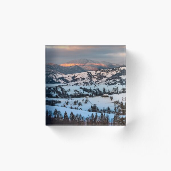 sunrise in winter carpathians Acrylic Block