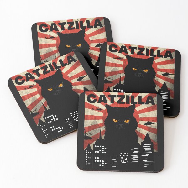 Aperçu de l'œuvre FUNNY VINTAGE CAT MONSTER MEME APPELÉ "CATZILLA" POUR HALLOWEEN créée et vendue par VINASU.