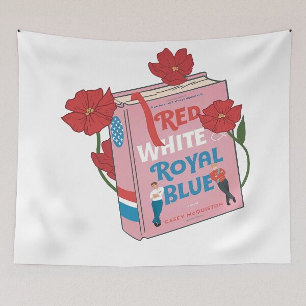 Item preview, Red, White and Royal Blue Book Cover with flowers designed and sold by Tessa Van Vooren.