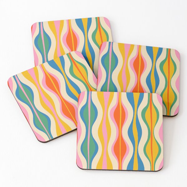 Item preview, Hourglass Abstract Midcentury Modern Retro Mod Pattern in Rainbow Pop Colours designed and sold by kierkegaard.