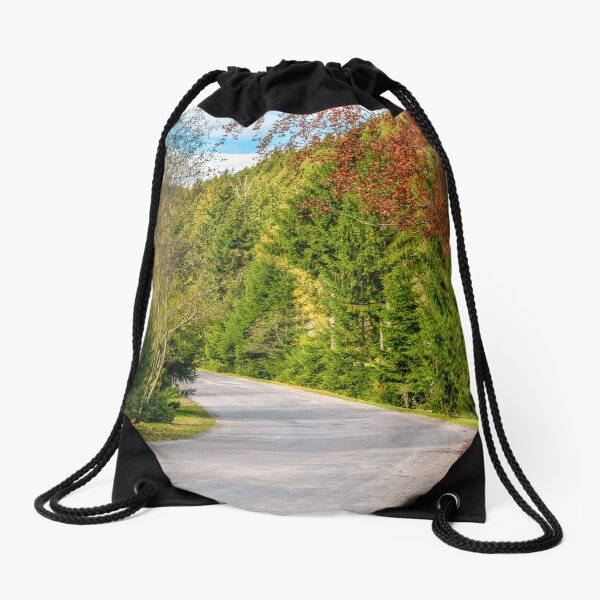 road through the forest in mountains Drawstring Bag