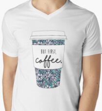 Blumenkaffee T-Shirt mit V-Ausschnitt