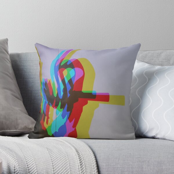cmyk light patterns silhouette Throw Pillow
