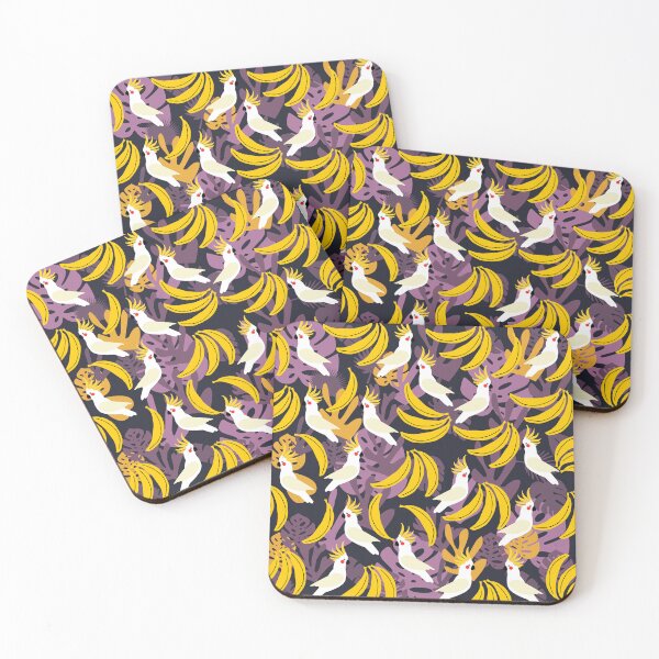 Item preview, Tropical Fruit and Tropical Birds in Yellow and Purple designed and sold by kapotka.