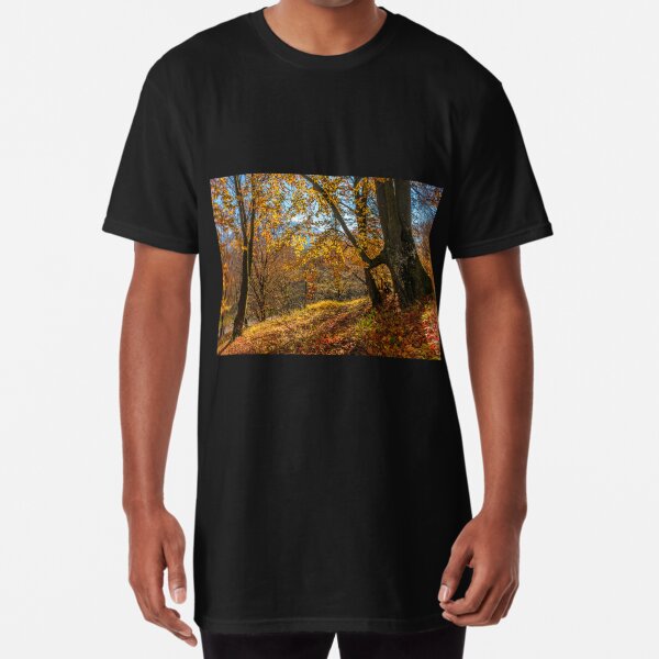 autumn forest in foliage Long T-Shirt