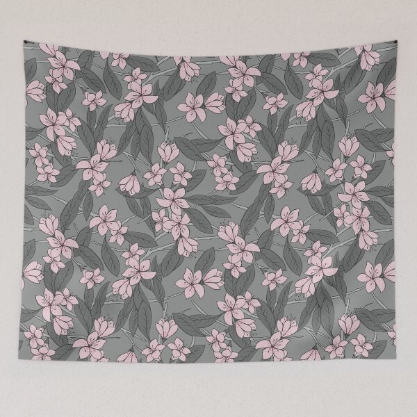 Item preview, Sakura Branch Pattern - Ballet Slipper + Neutral Grey designed and sold by Olooriel.