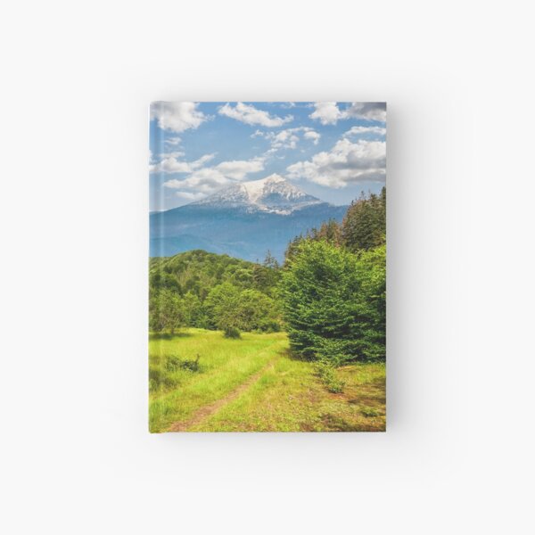 Winter in mountains meets spring in valley Hardcover Journal