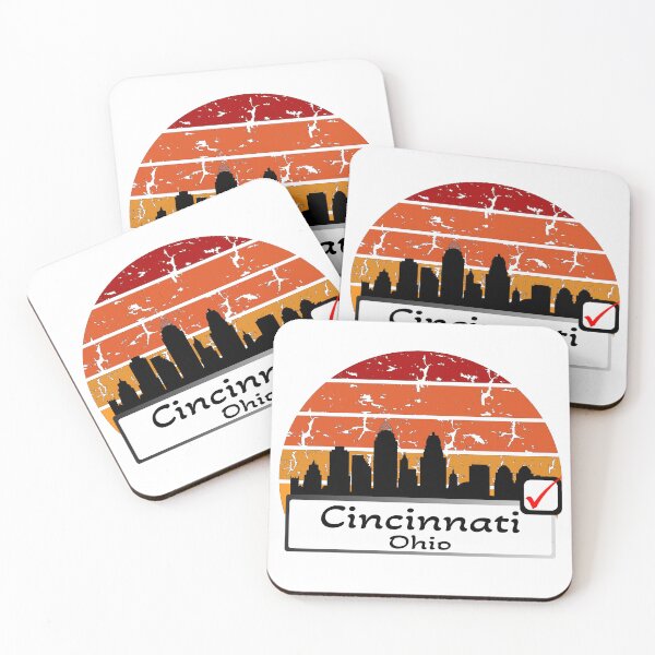 Item preview, Cincinnati ohio united states of america Skyline vintage black  designed and sold by WhereIsTravis.