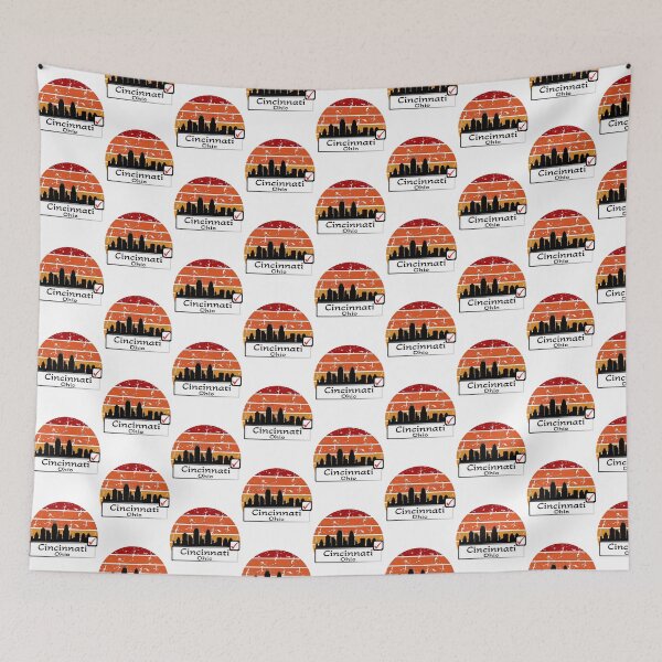 Item preview, Cincinnati ohio united states of america Skyline vintage black  designed and sold by WhereIsTravis.