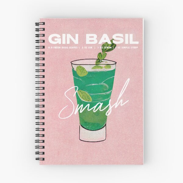 Item preview, Gin Basil Smash Retro Cocktail Poster Pink Bar Prints, Vintage Drinks, Recipe, Wall Art designed and sold by betternotes.