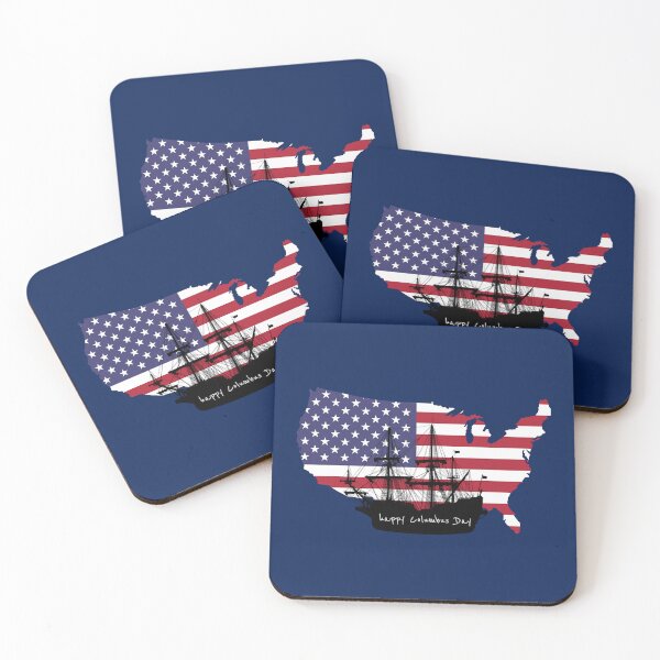 Item preview, American country map And barque Happy columbus Day    designed and sold by PopCultureClote.