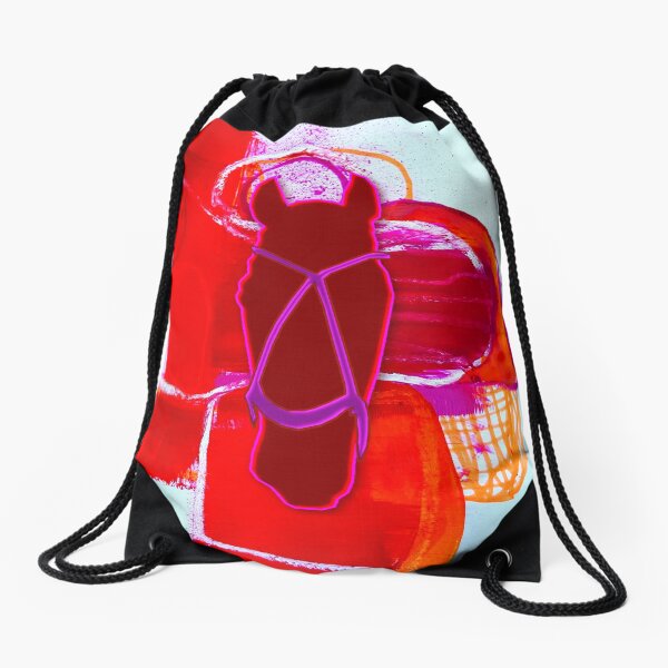 polo horse red Drawstring Bag