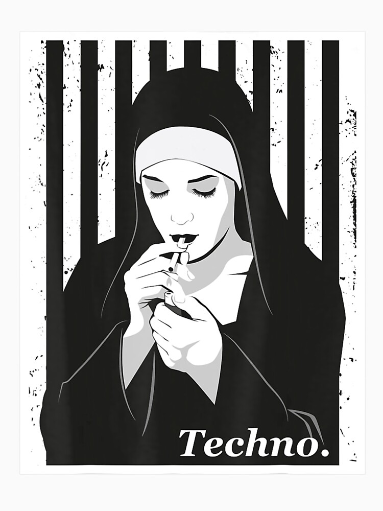 Techno Nun Tank Top - 'Techno Is My Religion' Design Für Rave & Party