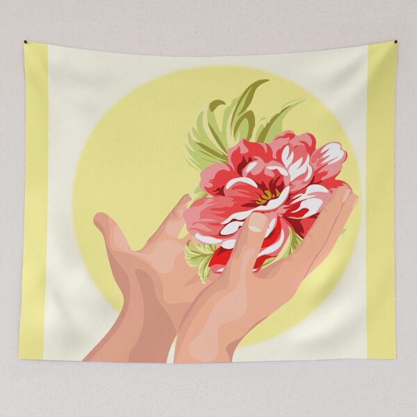 Item preview, peony flower in human hands designed and sold by Zhanna Lenivaya.