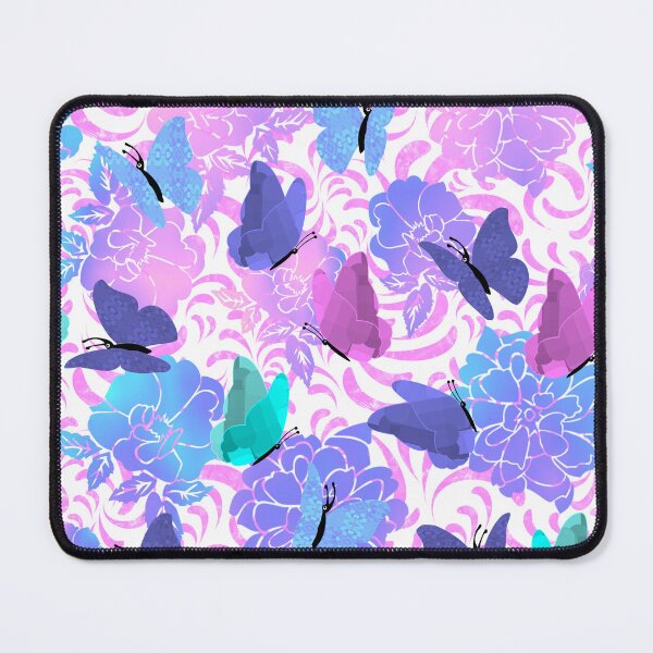 Item preview, Butterflies and Flowers Pink Swirls on White Half-Drop Repeat 5748 designed and sold by Art in My Loft.