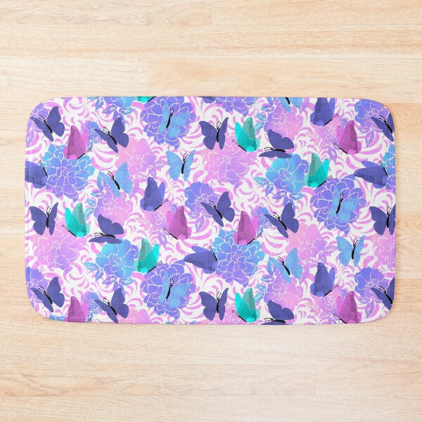Item preview, Butterflies and Flowers Pink Swirls on White Half-Drop Repeat 5748 designed and sold by Art in My Loft.