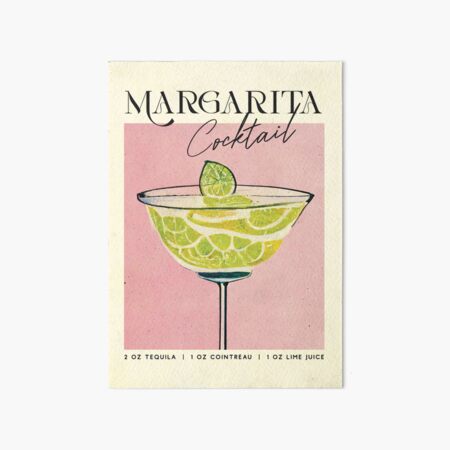 Vista previa del artículo con la obra «Margarita Retro Cocktail Poster Classic Recipe Bar Prints, Vintage Drinks, Recipe, Wall Art», diseñado y vendido por betternotes.