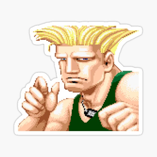 SF2 CHAMPION EDITION GUILE FACE OFF Sticker by PIXLTEES