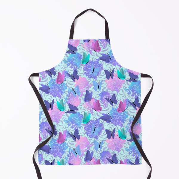 Item preview, Butterflies and Flowers Purple Swirls on Pale Cyan Half-Drop Repeat 5748 designed and sold by Art in My Loft.