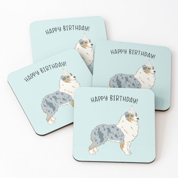 Item preview, Blue Merle Aussie Australian Shepherd Dog Happy Birthday designed and sold by thepawster.