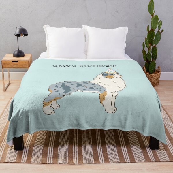 Item preview, Blue Merle Aussie Australian Shepherd Dog Happy Birthday designed and sold by thepawster.