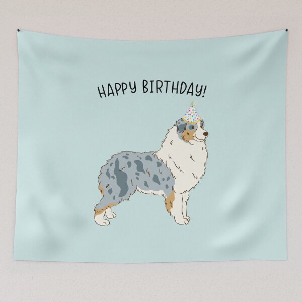 Item preview, Blue Merle Aussie Australian Shepherd Dog Happy Birthday designed and sold by thepawster.