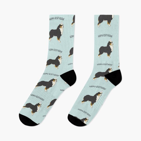 Item preview, Black Tri Aussie Australian Shepherd Dog Happy Birthday designed and sold by thepawster.