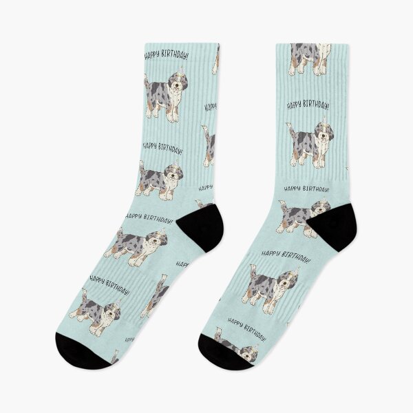 Item preview, Blue Merle Aussiedoodle Aussie Doodle Dog Happy Birthday designed and sold by thepawster.