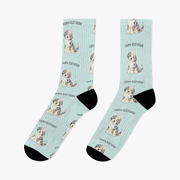 Item preview, Blue Merle Aussiedoodle Aussie Doodle Dog Happy Birthday designed and sold by thepawster.