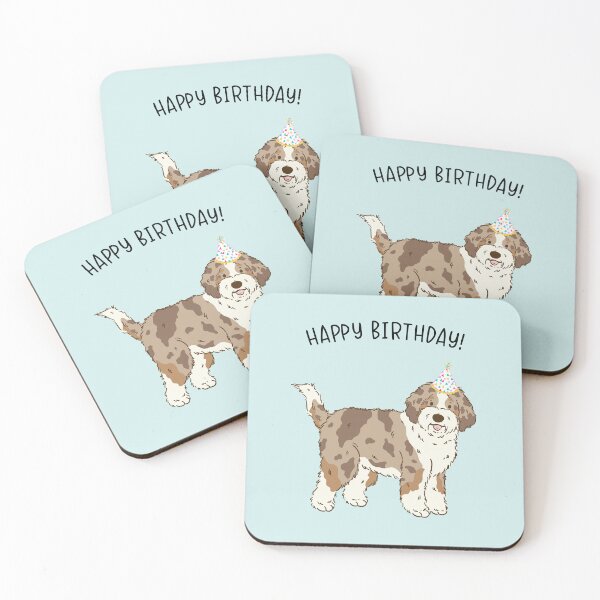 Item preview, Red Merle Aussiedoodle Aussie Doodle Dog Happy Birthday designed and sold by thepawster.