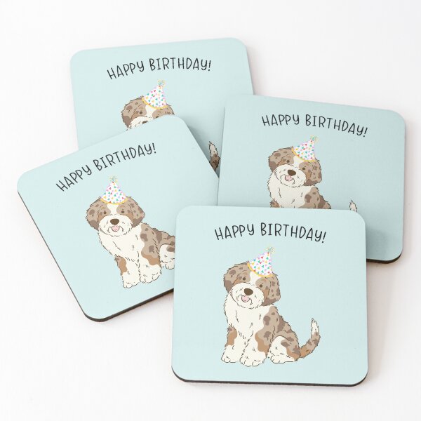 Item preview, Red Merle Aussiedoodle Aussie Doodle Dog Happy Birthday designed and sold by thepawster.