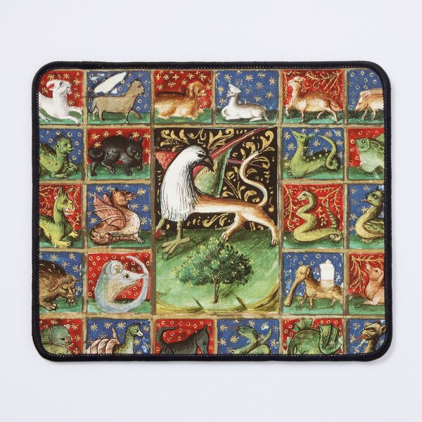 Item preview, MEDIEVAL BESTIARY Fantastic Animals in Red Blue Green Gold Hues designed and sold by BulganLumini.
