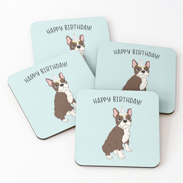 Item preview, Brown Boston Terrier Bostie Dog Happy Birthday designed and sold by thepawster.