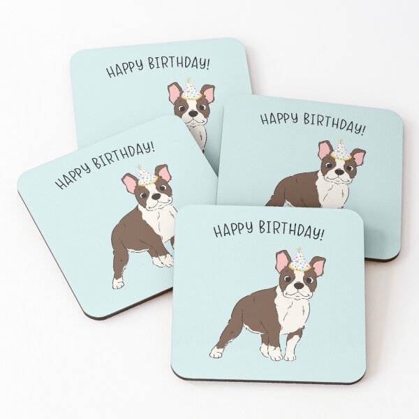 Item preview, Brown Boston Terrier Bostie Dog Happy Birthday designed and sold by thepawster.