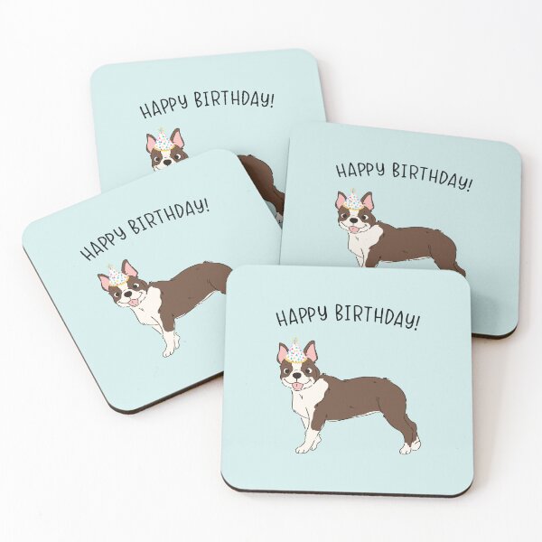 Item preview, Brown Boston Terrier Bostie Dog Happy Birthday designed and sold by thepawster.